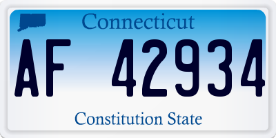 CT license plate AF42934