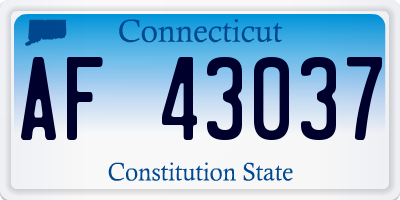 CT license plate AF43037