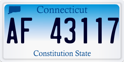 CT license plate AF43117