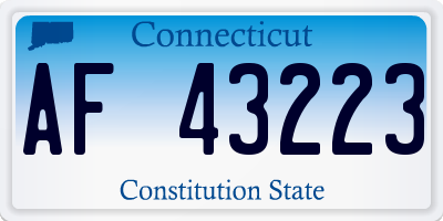CT license plate AF43223