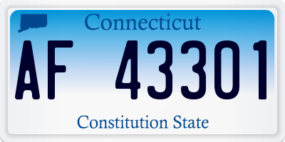 CT license plate AF43301