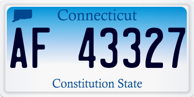 CT license plate AF43327