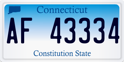 CT license plate AF43334