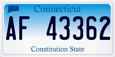 CT license plate AF43362
