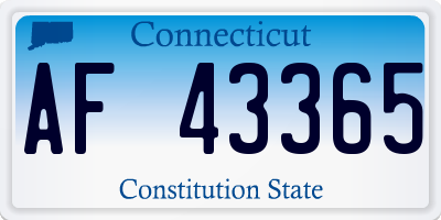 CT license plate AF43365
