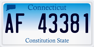 CT license plate AF43381