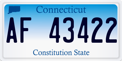 CT license plate AF43422