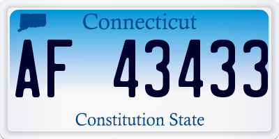 CT license plate AF43433