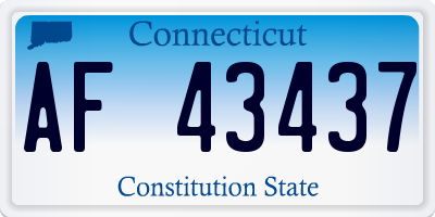 CT license plate AF43437
