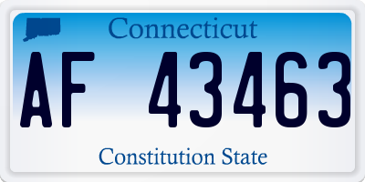 CT license plate AF43463