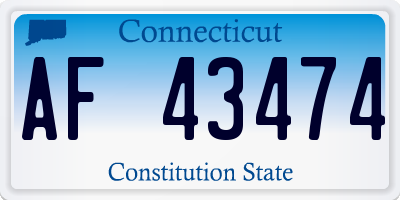 CT license plate AF43474