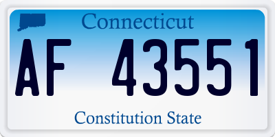 CT license plate AF43551