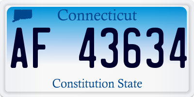 CT license plate AF43634