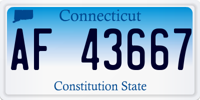 CT license plate AF43667