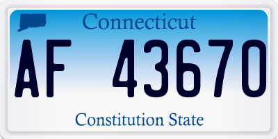 CT license plate AF43670