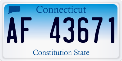 CT license plate AF43671