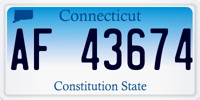 CT license plate AF43674