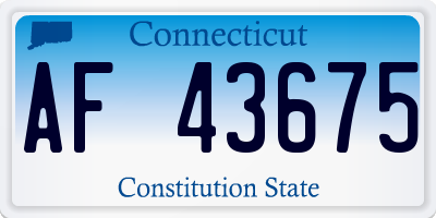 CT license plate AF43675