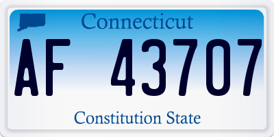 CT license plate AF43707