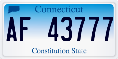 CT license plate AF43777
