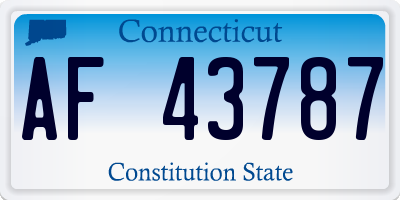 CT license plate AF43787