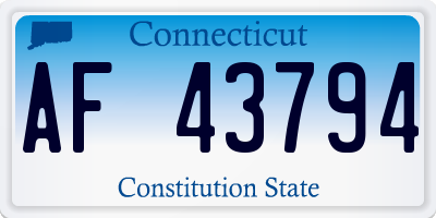 CT license plate AF43794