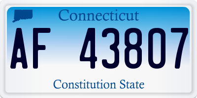 CT license plate AF43807