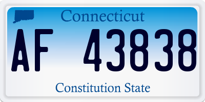 CT license plate AF43838