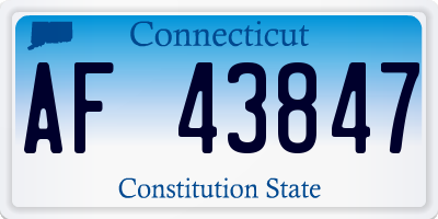 CT license plate AF43847