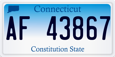 CT license plate AF43867