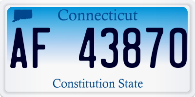 CT license plate AF43870