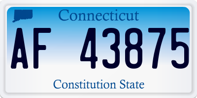 CT license plate AF43875