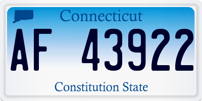 CT license plate AF43922