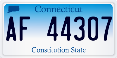 CT license plate AF44307