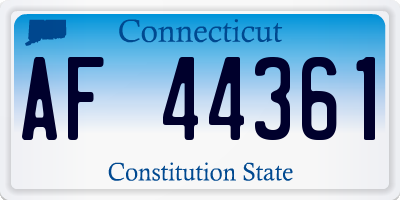 CT license plate AF44361