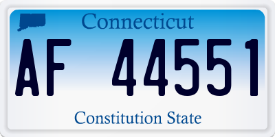 CT license plate AF44551