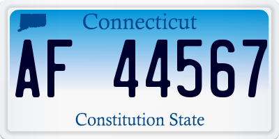 CT license plate AF44567