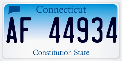 CT license plate AF44934