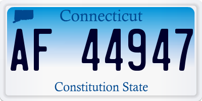 CT license plate AF44947