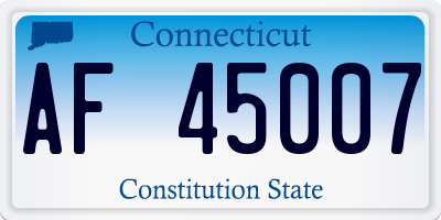 CT license plate AF45007