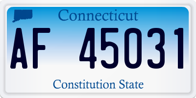 CT license plate AF45031