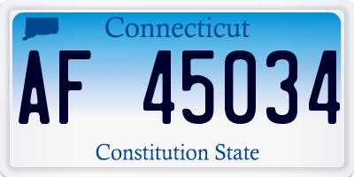 CT license plate AF45034