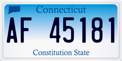 CT license plate AF45181