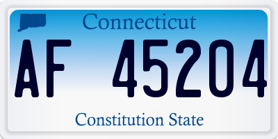 CT license plate AF45204