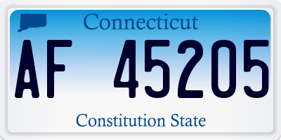 CT license plate AF45205