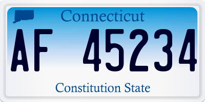CT license plate AF45234