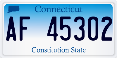 CT license plate AF45302