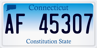 CT license plate AF45307