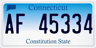 CT license plate AF45334