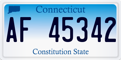 CT license plate AF45342